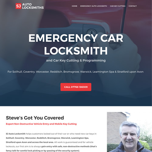 SJ Auto Locksmith Website Home Page